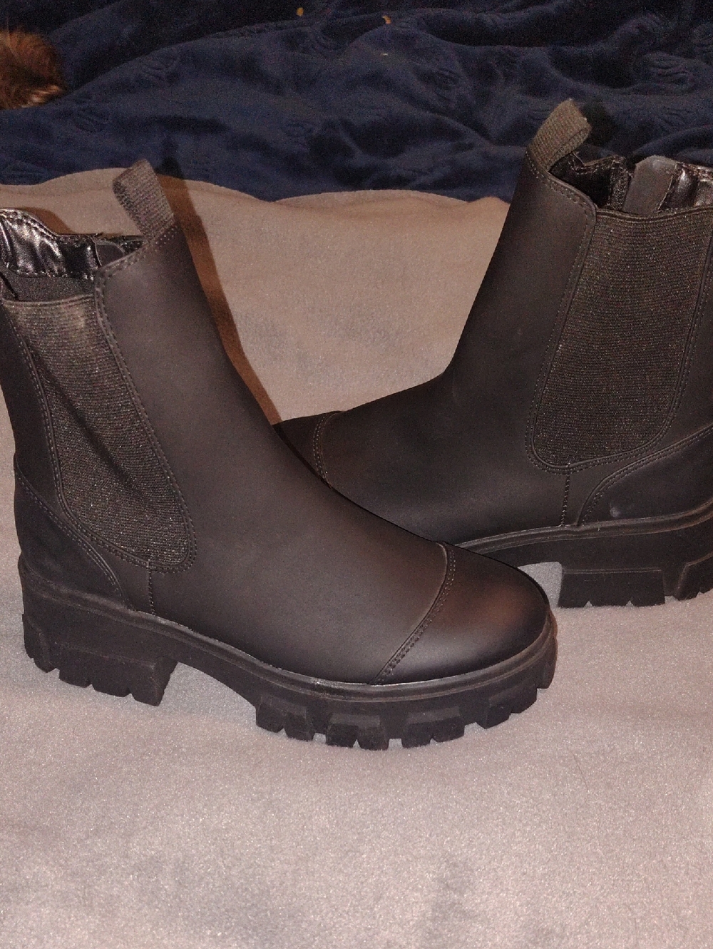 a new day Black Lug-Sole Chelsea Ankle Boots